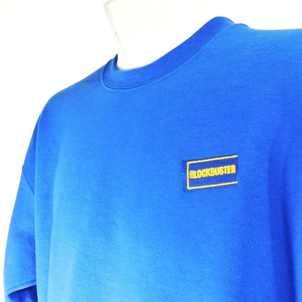 BLOCKBUSTER VIDEO Vintage Blue Sweatshirt Employee Uniform Shirt NEW